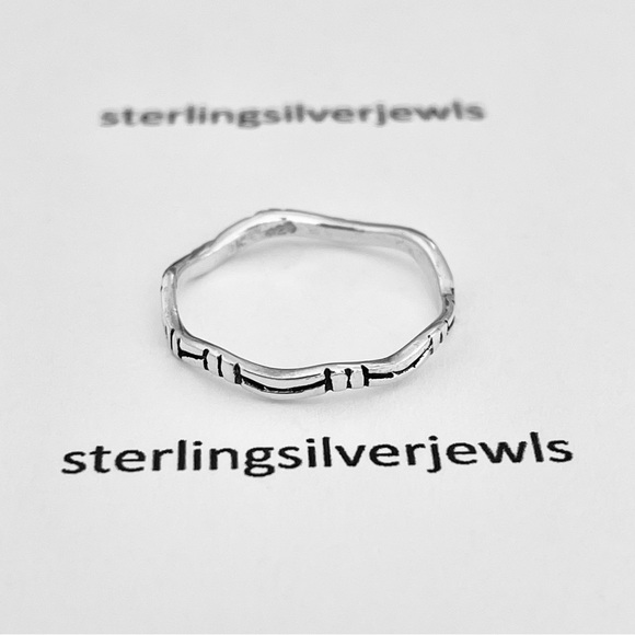 Sterling Silver Bamboo Band Ring, Silver Rings, Tree of Life Ring, Wedding Bands - Picture 4 of 14